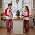 thumbnail image 5 of Christmas Pajamas for Family, Long Sleeve Elf Print Tops + Plaid Pants Set Sleepwear Loungewear, 5 of 7