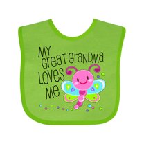 Inktastic My Great Grandma Loves Me Cute Dragonfly Boys or Girls Baby Bib