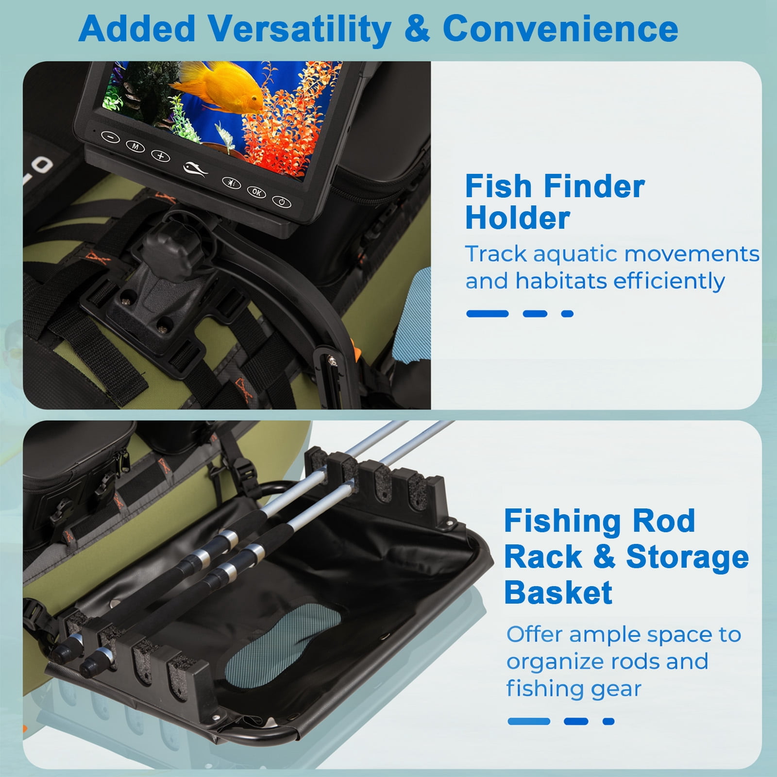 Airfind Inflatable Fishing Boat with 3 Storage Boxes-Green