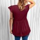 thumbnail image 4 of Blusa sólida de manga corta con volantes informal de verano para mujer a la moda Fridja  bn3687, 4 of 7