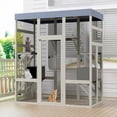 thumbnail image 2 of Yeshouse Recinto para gatos Catio de madera de 180 cm para exterior, con plataformas, dos casetas para dormir y techo impermeable resistente a rayos UV, 2 of 8