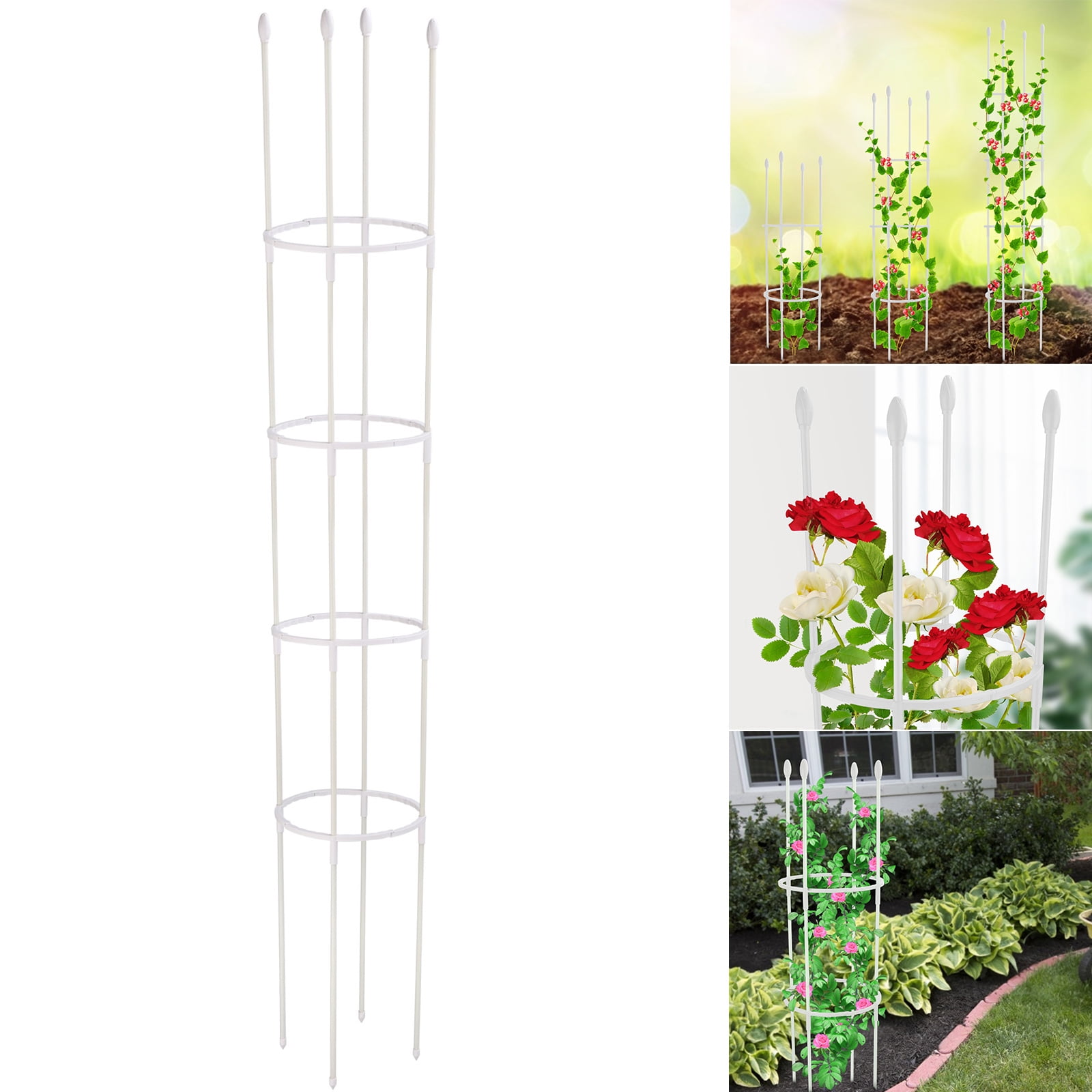 Attached Roses Climbing Frame Plant Garden Trelli Support Pile White
