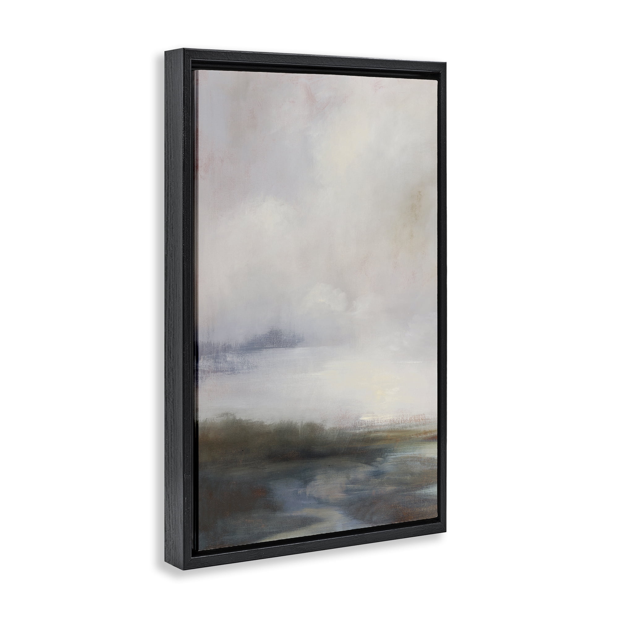 Stupell Industries Foggy Grey Landscape Landscape & Nature Painting Black Floater Framed Canvas Art Print Wall Art, 21 x 31