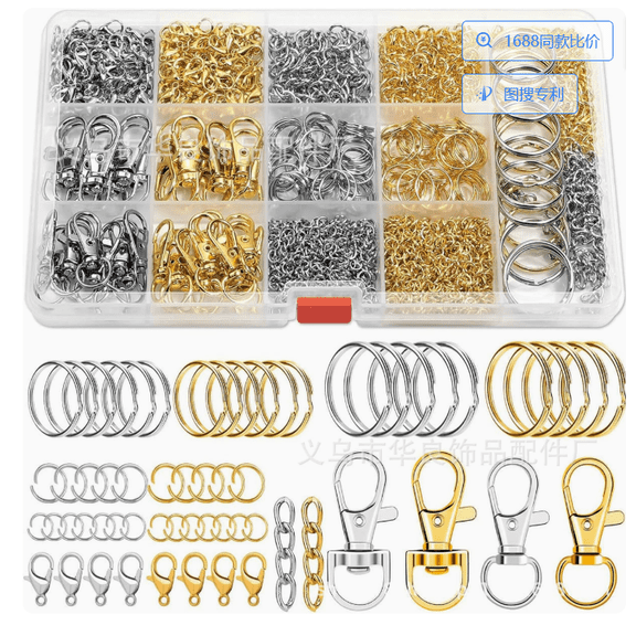 MH Keychain Making Kit, 990pcs Gold Silver Metal Keychain Kit With Swivel Lobster Clasps Snap Hooks Split Key Chain Rings Extender Chains For Jewelry Making Lanyard Crafts Diy Projects