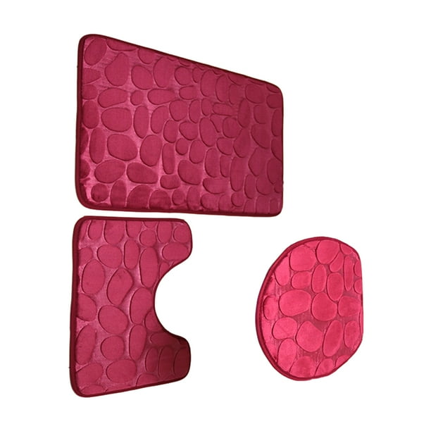 Ounissouiy Juego de alfombrillas de baño antideslizantes para mayor seguridad en el baño Juego de alfombrillas de baño antideslizantes Juego de Juegos de accesorios de baño rojo