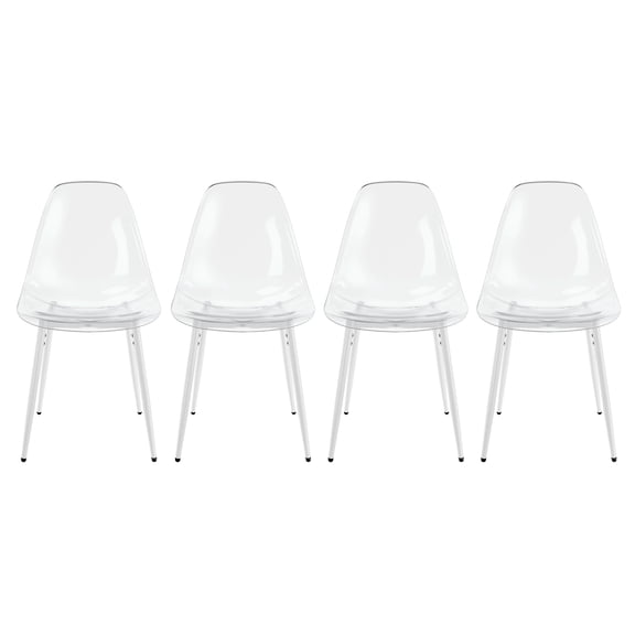 AOOWOW-Dining Chairs Set of 4, Modern Transparent Clear Acrylic Dining Chairs with Metal Legs, Side Chairs for Kitchen Dining Room