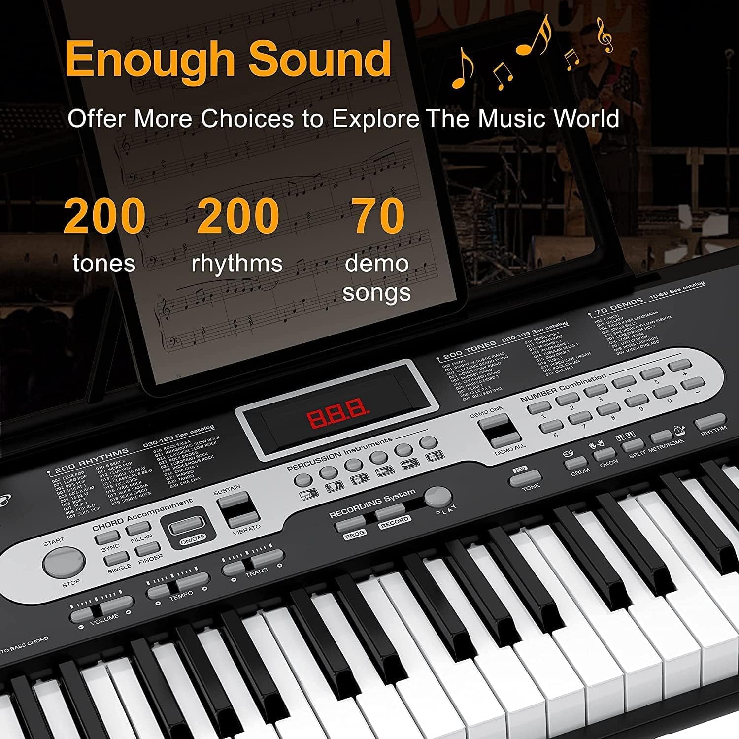 Kselythan 61-Key Portable Keyboard (BST8602),Portable Electric Piano,Digital Piano Keyboard,with Full Size Keys, Music Stand,MIDI, Piano Bag,for Beginners, Teens, Adults,Black