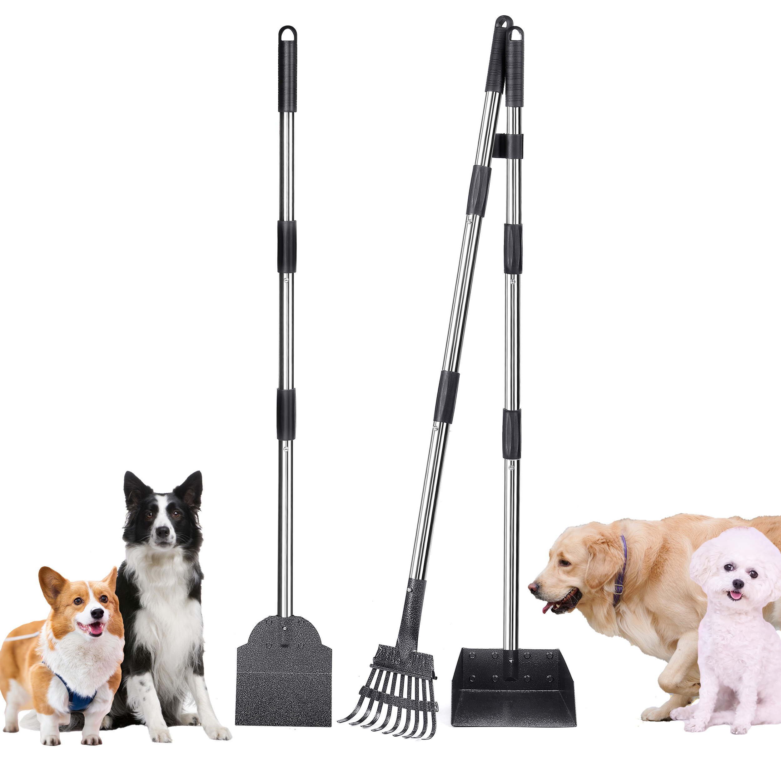 Suchown 38" Pooper Scooper with Rake and Tray photo 6