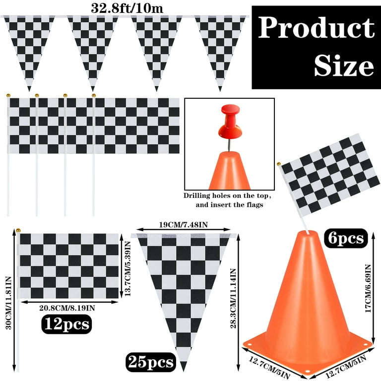 bubabox-19-pcs-kids-birthday-race-car-party-supplies-traffic-cones-checkered-flags-and-banner-walmart-com for Free Printable Race Car Flags BUBABOX 19 Pcs Kids' Birthday Race Car Party Supplies, Traffic Cones, Checkered Flags and Banner - Walmart.com for Free Printable Race Car Flags