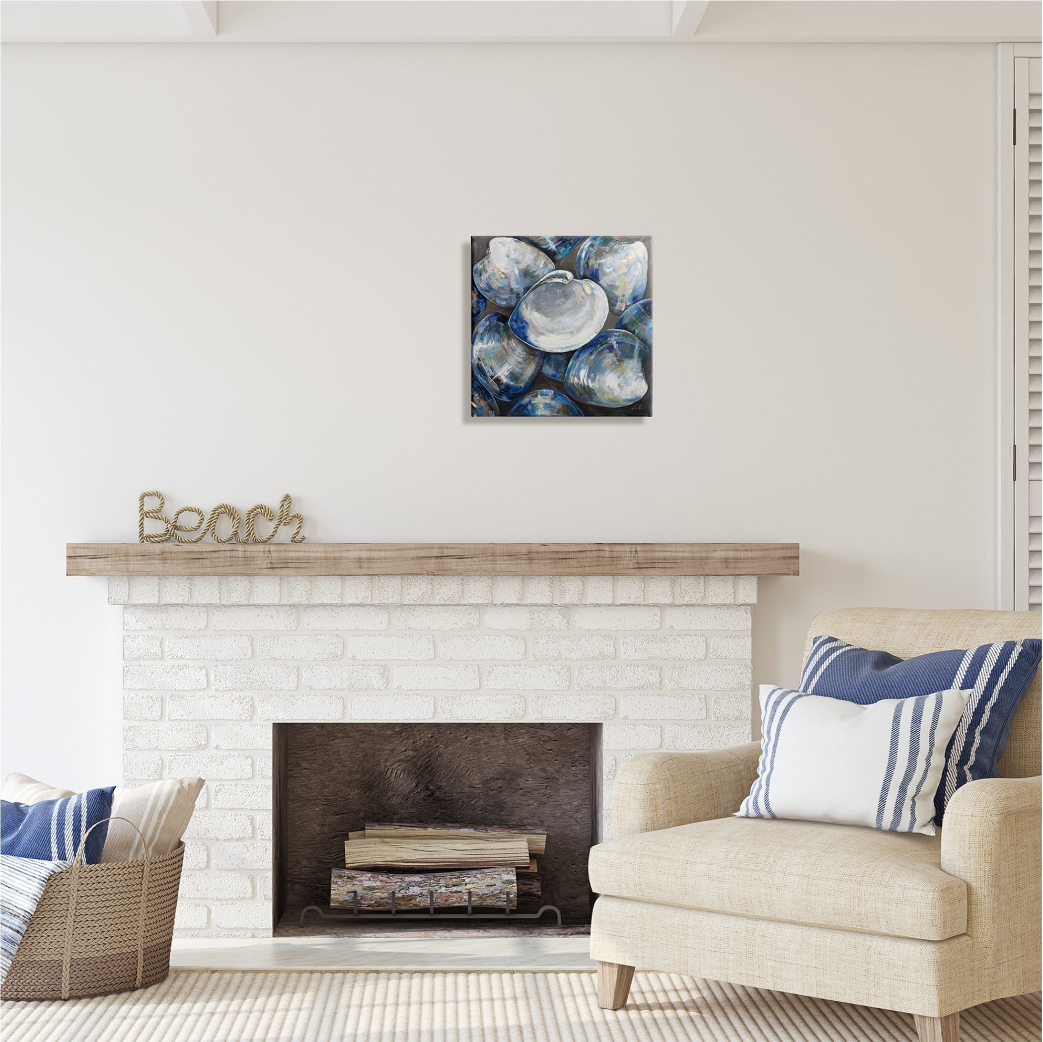 Stupell Industries Clam Shells Painting Animals & Insects Painting Gallery Wrapped Canvas Print Wall Art, 17 x 17