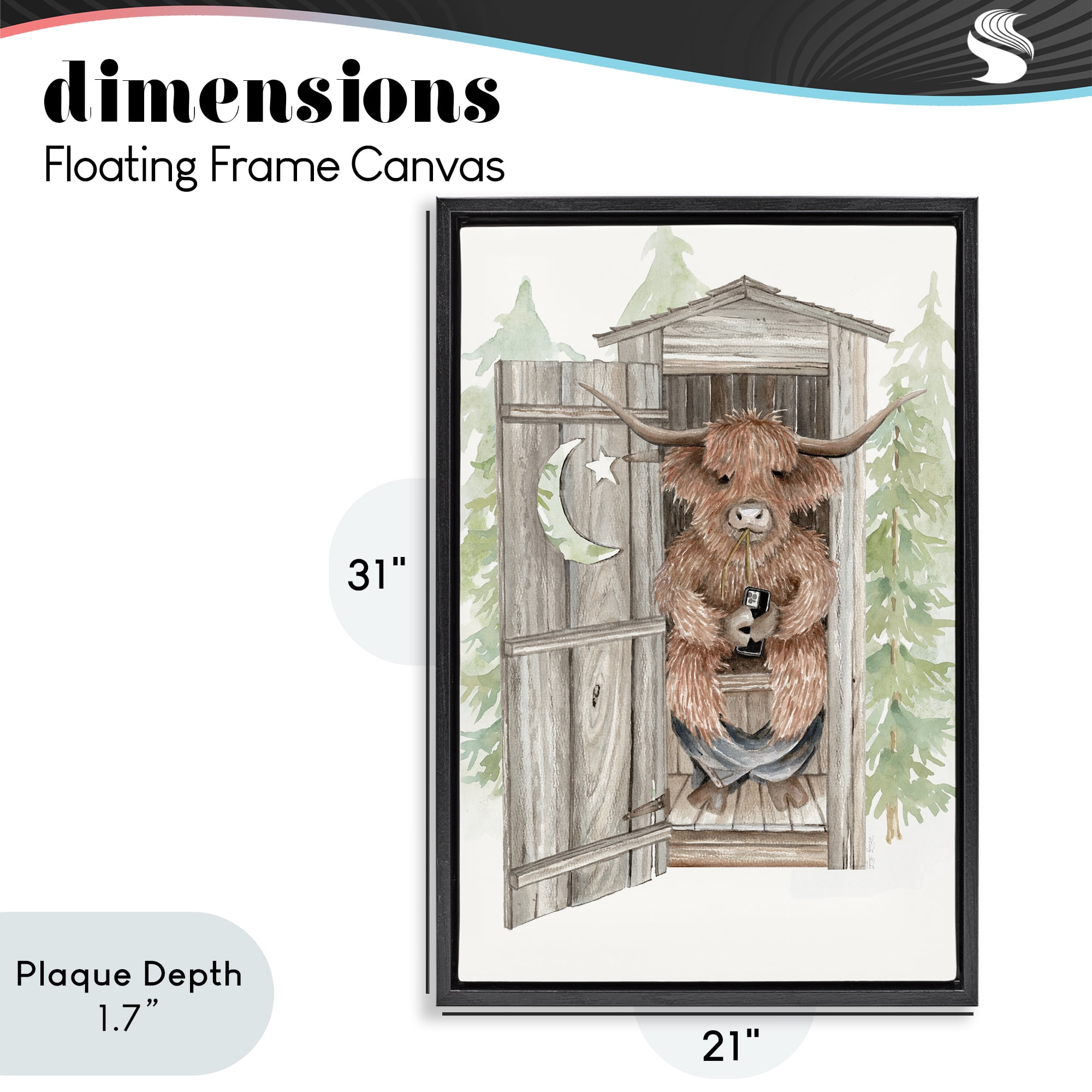 Stupell Industries Lost In Scroll Outhouse Black Framed Floater Canvas Wall Art, design by Cindy Jacobs