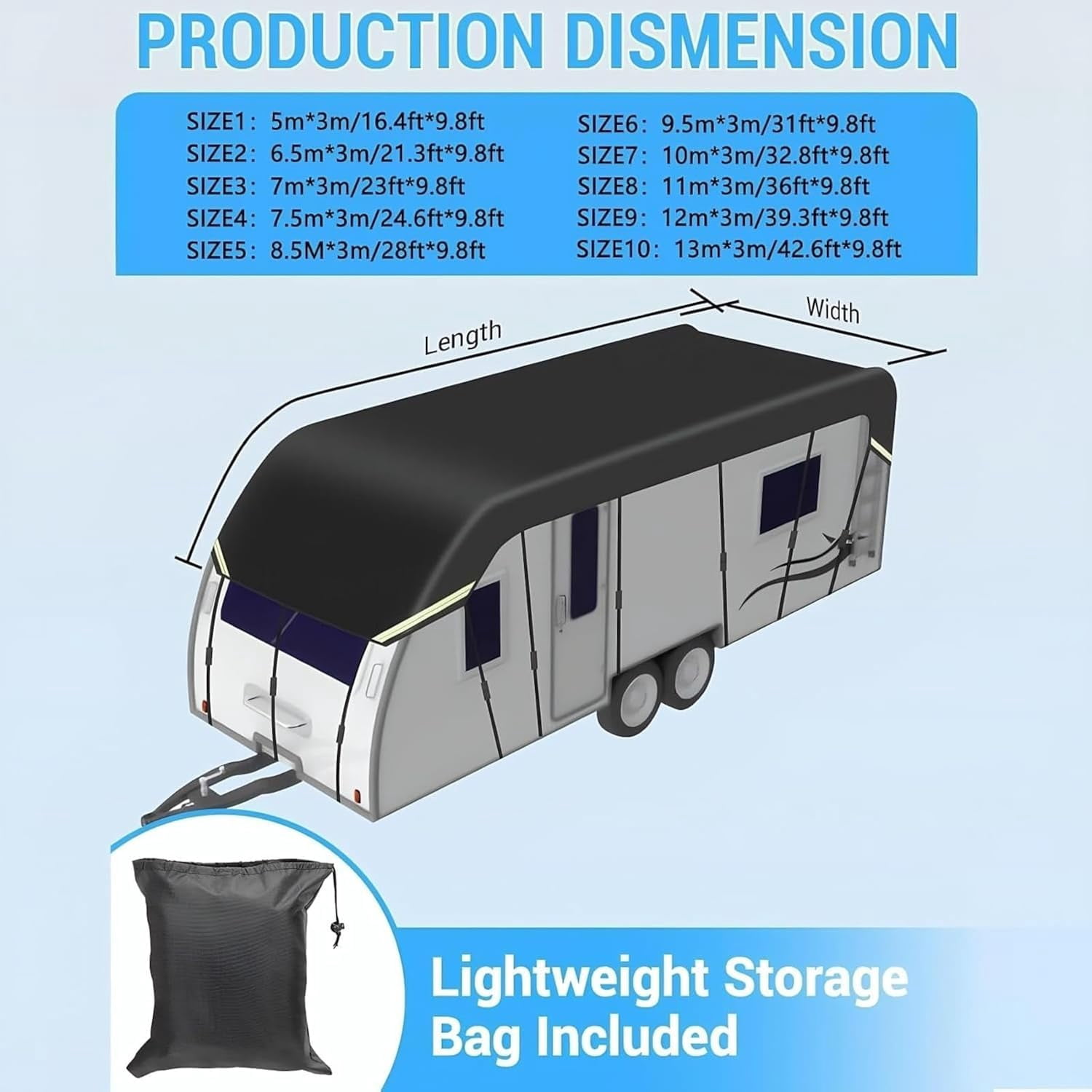 Heavy Duty RV Roof Cover, Waterproof & UV Resistant for RVs, for 16ft to 42ft RVs, Class A/B/C Motorhomes, Popup & Truck Campers, Travel Trailers