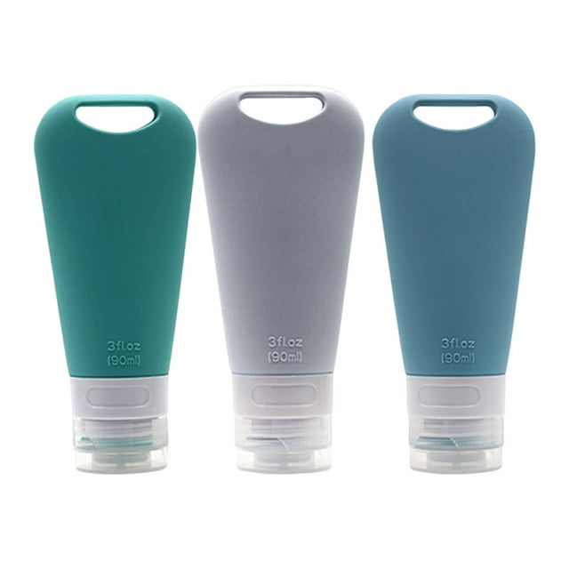 Juego de Botellas de viaje de silicona jinwen 90 ml Recargables Flexibles 3 piezas