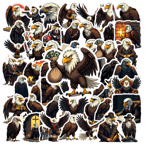 Multicolor Vinyl Eagle Stickers Waterproof Detective Bald Eagle Stickers for Notebooks Laptops Instruments