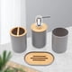 thumbnail image 5 of Accesorios de Baño Perfecl 4 Piezas Caja de Jabón Botella de Loción Taza para Cepillo de Plástico y Madera Gris, 5 of 7