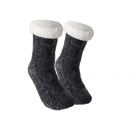 

shuwee Women Slipper Fuzzy Socks Fluffy Cozy Cabin Warm Winter Soft Thick Comfy Fleece Non Slip Home Socks Dark Gray