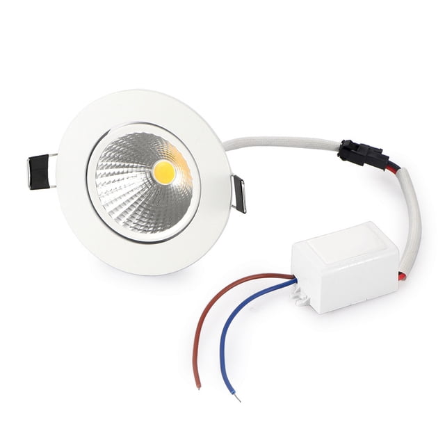 COB Aluminio LED Luz de Techo Empotrable Downlight Decoración Interior Lámpara Apertura Agujero 69mm5W 110V Blanco Frío