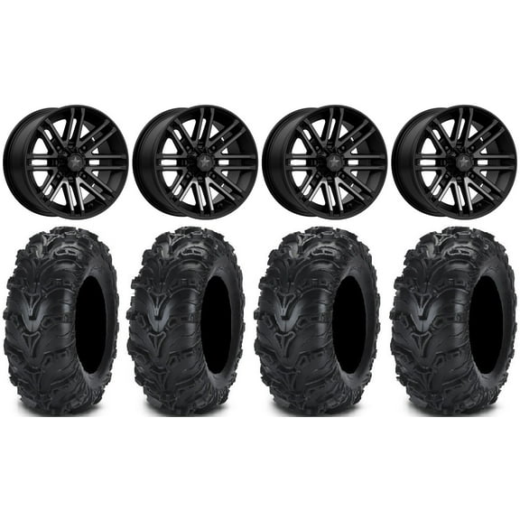 MSA Black Rogue 14" UTV Wheels 27" Mud Lite II Tires Yamaha Viking Wolverine YXZ1000R CFMoto ZForce 950 UForce 1000