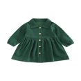 thumbnail image 1 of Enfants Filles Robe en Velours Côtelé à Manches Longues Bouton-Down Solide Robe d'Automne, 1 of 7