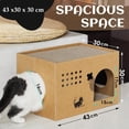 thumbnail image 2 of Casa de cartón para gatos con 2 almohadillas para orejas para rascar, cama grande para gatos rascado, 2 of 6