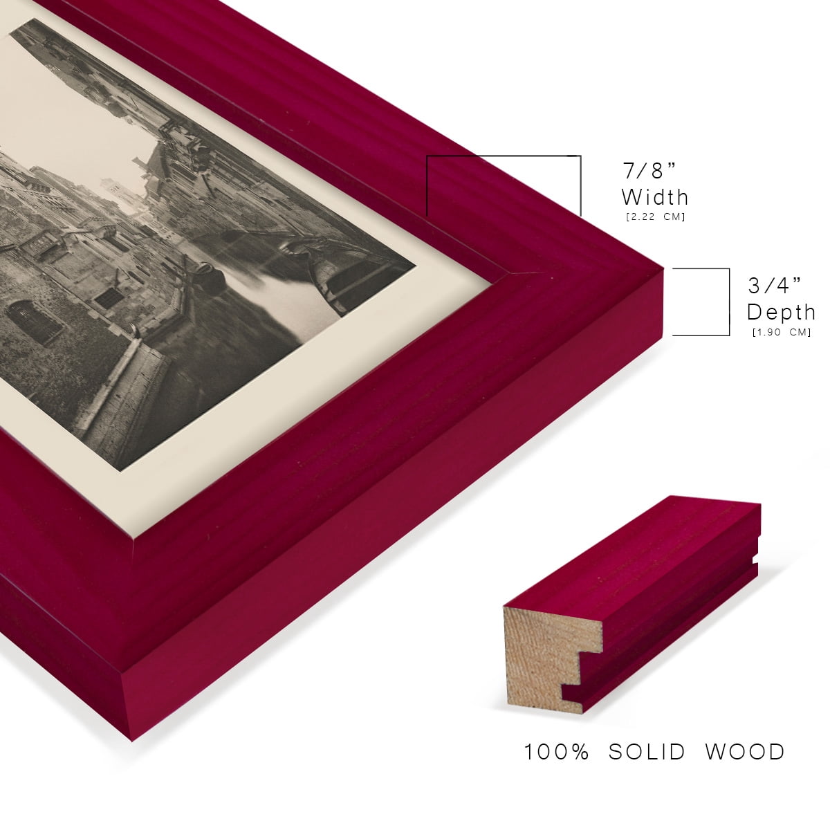Vintage Views of Venice V - Framed Print w/glass - Cherry Red
