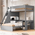thumbnail image 6 of Harper & Bright Designs Twin XL Over Full L Shaped Bunk Bed with Stairs and 2 Desk & USB Charging Station, Solid Wood Separable L-Shaped Bunk Bed with Storage Shelves, Gray, 6 of 12