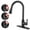 Matte Black, variant on Gooseneck Single-Handle Pull Down Sprayer Kitchen Faucet with Deckplate Pull Out Sink Faucet in Brushed Nickel