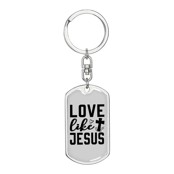 Love Jesus Like Christian Stainless Steel or 18k Gold Premium Swivel Dog Tag Keychain