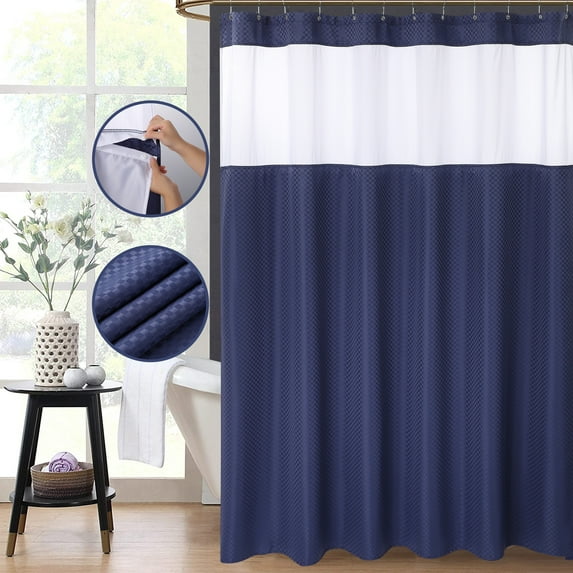 Shower Curtain with Snap-in Liner, Heavy Duty Waterproof Metal Grommets Bath Curtain