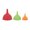 Red, Green, and Orange, variant on Farberware Soft Grips Silicone Kitchen Funnel Set, Blue, Sage and Gray - 3 Pieces