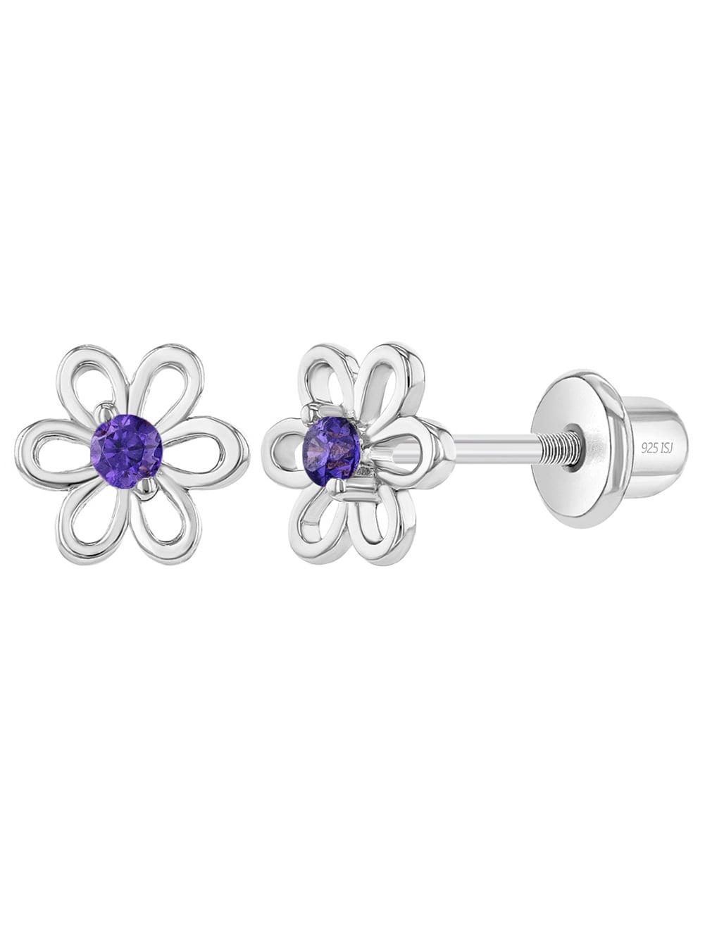 Details about   18k Gold Plated Purple White Crystal Flower Girls Screw Back Earrings 5mm 
