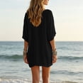 thumbnail image 4 of Omexry Vacation Dresses Women's Solid Color Half Sleeve Collared Mini Dress Casual Summer Dress, 4 of 9