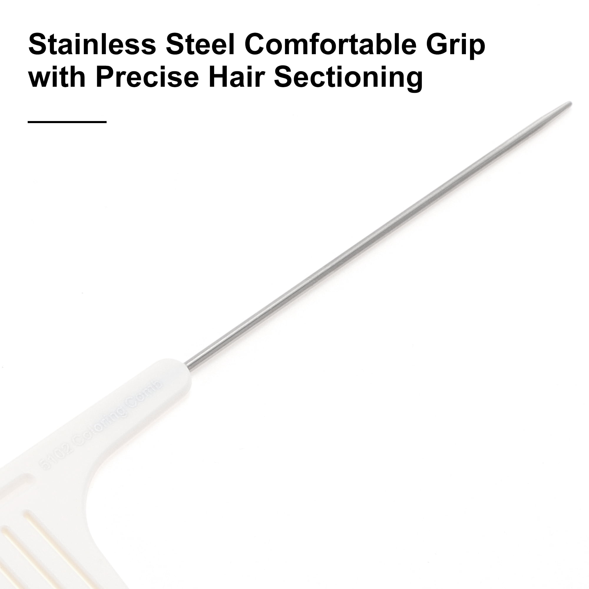 Unique Bargains 1 Pc Hair Highlighting Comb with Stainless Steel Rat Tail Beige