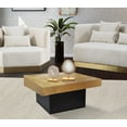 thumbnail image 2 of Meridian Furniture Collection Palladium Table Basse Moderne à Dessus Texturé avec Base en Métal Noir Mat, 32 Pieds L x 32 Pieds P x 16,5 Pieds H, Or Riche, 2 of 2