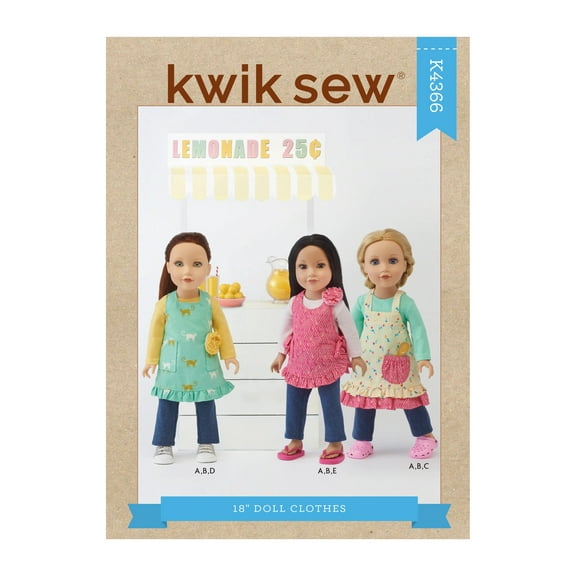 Kwik Sew Sewing Pattern 4366 - 18" Doll Clothes, Size: OS (One Size)