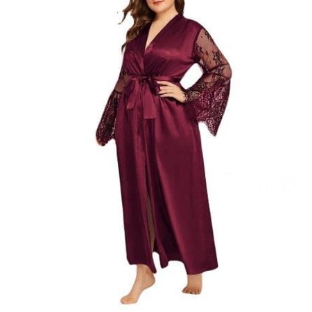 

New foreign trade sexy lingerie satin nightgown robe nightdress pajamas.Claret