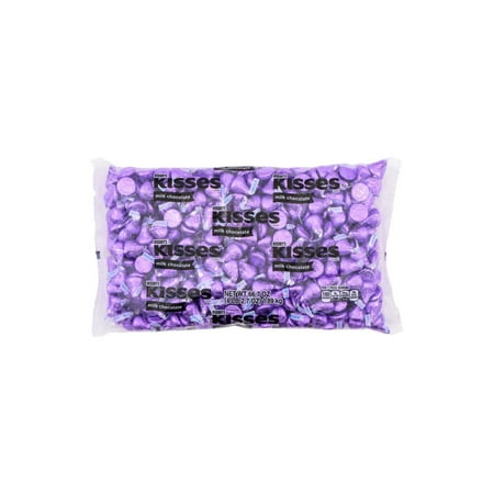 HERSHEYS, KISSES Purple Foils Milk Chocolate Candy, Bulk Candy, 66.7 oz, Bulk Bag (400 pieces)