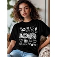 thumbnail image 3 of Camiseta de mujer, camisetas de manga corta, camisetas casuales, camisetas de cuello redondo con dibujo de amor para el Día de San Valentín para mujer, 3 of 8