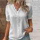 thumbnail image 1 of Fiudx Ropa de Mujer Blusa de Encaje de Manga Corta con Cuello En V Informal de Moda de Color Sólido para Mujer, 1 of 4