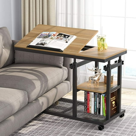 Tribesigns Height Adjustable C Table, Couch Sofa Bedside Laptop Side Table with Tiltable Drawing Board