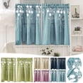 thumbnail image 1 of Bowayaoa Navy Blue Embroidered Curtains with Bow Tie Design - Polyester Short Curtains for Kitchen, Bathroom, Living Room & Bedroom Windows, Light Filtering, Rod Pocket, Easy to Install, 74x61 cm, 1 of 7