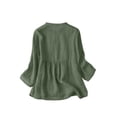 thumbnail image 3 of ZANZEA Women Cotton Linen Button Blouse Summer O-Neck Half Sleeve Solid Shirts, 3 of 10
