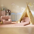thumbnail image 3 of Para niños' 2-in-1 convertible sofa chair in rosa - soft teddy fleece fabric, fold-out couch lounger, perfect para playroom, nursery, o as a birthday gift, 3 of 7