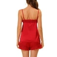 thumbnail image 3 of Unique Bargains Ensemble de Pyjama pour Femme en Satin, Camisole et Shorts, Rouge, G, 3 of 6