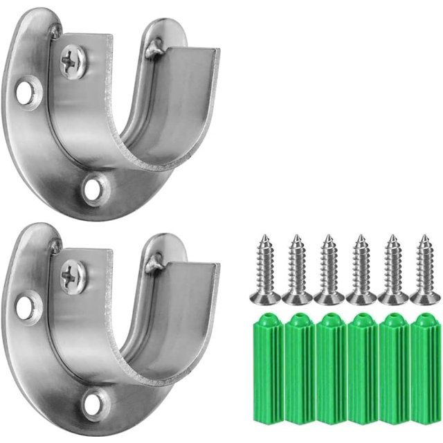 Soporte de tubo para armario de 2 piezas, soporte de barra para armario de acero inoxidable, soporte de barra con abrazadera ajustable, soporte de barra para armario en forma de U para soporte de gab