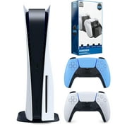 Sony Playstation 5 Disc Version (Sony PS5 Disc) with Extra Controller and Dual Charging Station - Starlight Blue Bundle