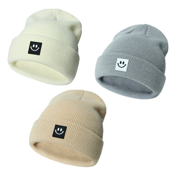 Fraobbg 3 Pack Toddler Beanie Baby Boys Girls Kids Winter Hats Smile Children Knit Warm Caps