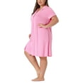 thumbnail image 4 of Agnes Orinda Women's Plus Size Nightgowns Button Down Sleepshirt Nightshirt Soft Sleepwear Pajama Dress 3X Pink, 4 of 6