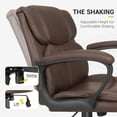 thumbnail image 3 of Mid-Back Faux Leather Ergonomic Executive Office Desk Chair，Brown, 3 of 9