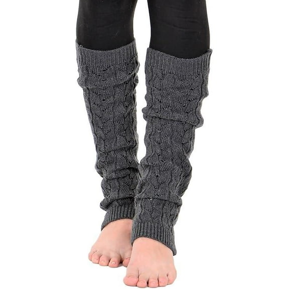 KESIS Women's Cable Knit Leg Warmers Knitted Crochet Long Socks Anthra Melange